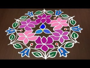 simple flower kolam without dots